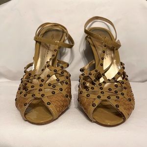 Vince Camuto mustard shoe with block heel